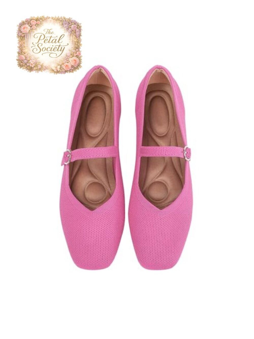 Knit Flats Square Toe Casual Ballet Flat Ankle Strap Mary Jane Flat Shoes